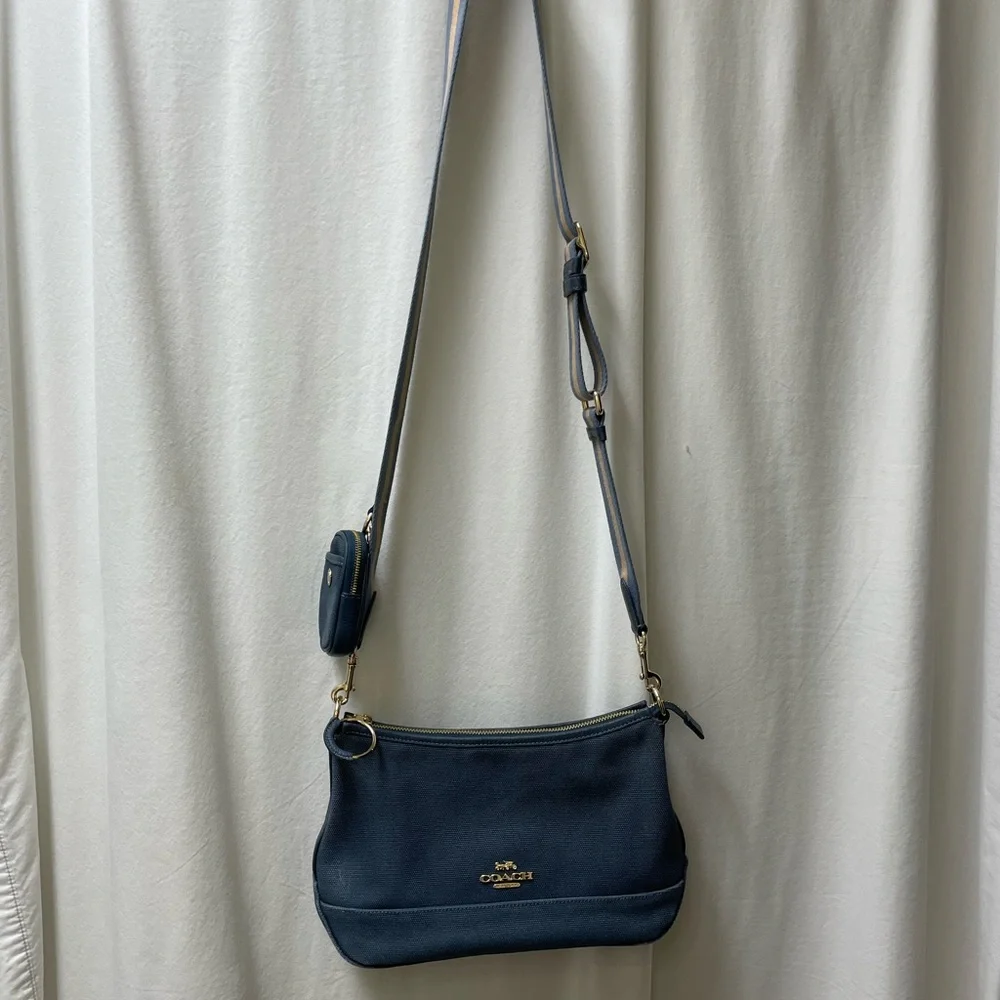 Coach Ellis Crossbody Bag with Gold Accents Color Midnight Blue - Picture 12 of 12